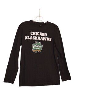 Fanatics. Chicago Blackhawks NHL 2019 Winter Mens T-Shirt Black Long Sleeves S